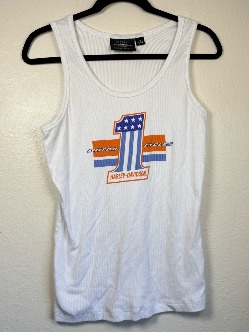 Harley-Davidson Tank Top Medium White Sleeveless Motorcycle Women’s Y2K